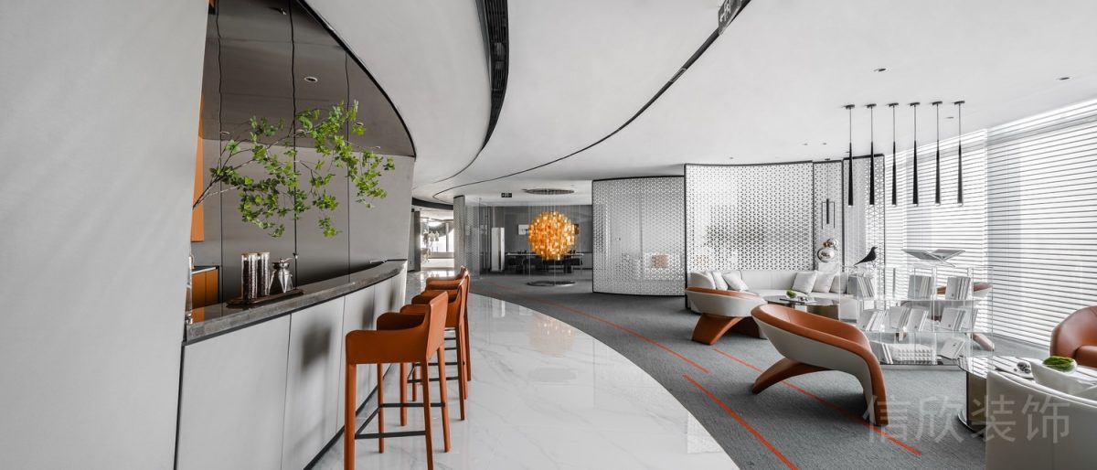 簡約風環形吧臺大理石桌板設計