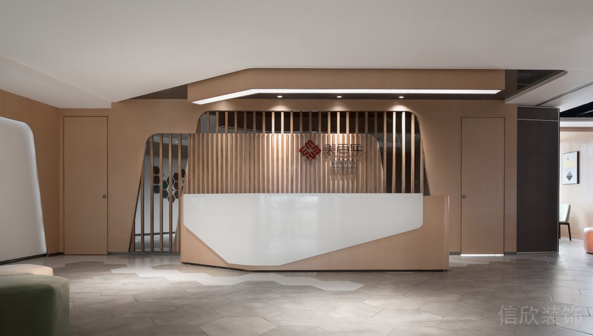 美百年鏤空柵格板楓木前臺(tái)大廳上設(shè)計(jì)圖