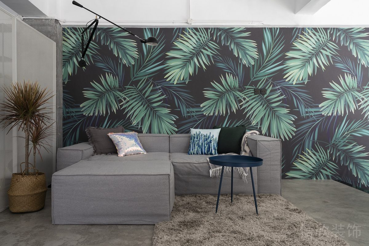 布藝榻榻米沙發(fā)灰色自然美式墻紙?jiān)O(shè)計(jì)辦公室休息區(qū)裝修