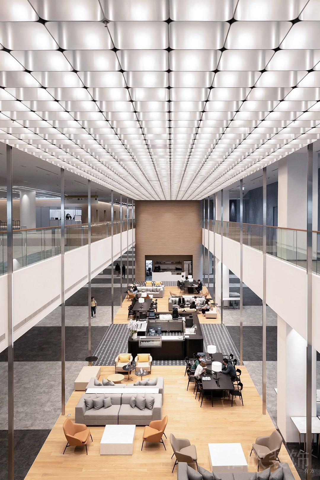 大廳洽談室木質(zhì)地板效果天花燈飾設(shè)計(jì)圖辦公室裝修