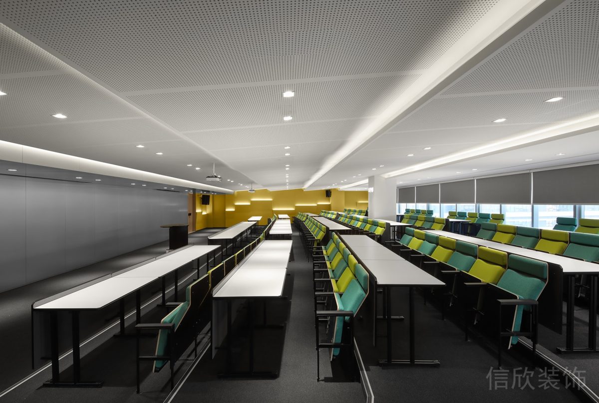 黃綠撞色設(shè)計(jì)辦公室折疊座椅會(huì)議室裝修設(shè)計(jì)