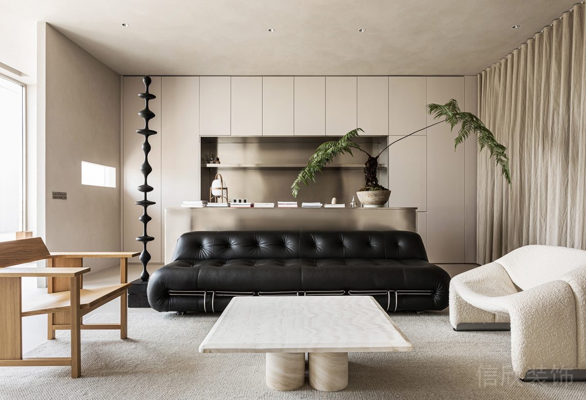 極簡現(xiàn)代簡約風黑色皮革沙發(fā)客廳裝修設(shè)計效果圖