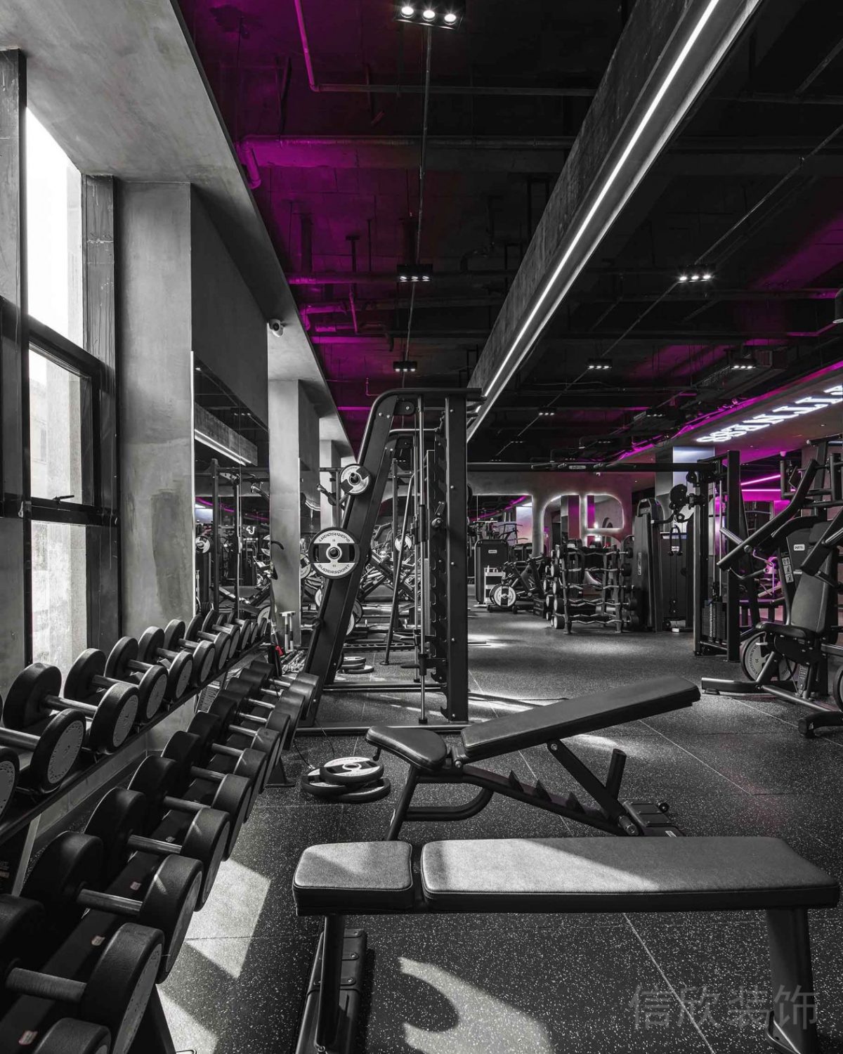 力量區(qū)健身房設計啞鈴商務風天花設計圖