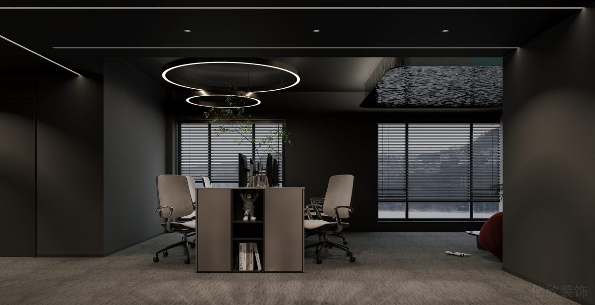 辦公室裝修金屬工位效果地毯現(xiàn)代極簡(jiǎn)風(fēng)裝修圖商務(wù)效果