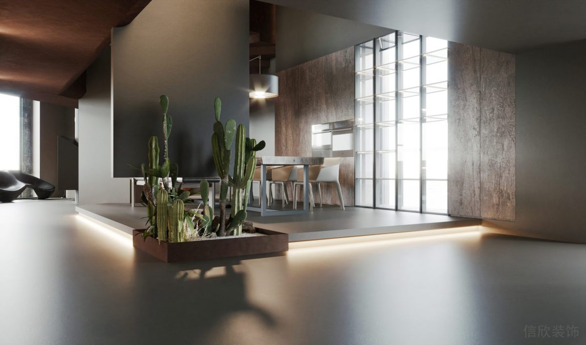 燈飾設(shè)計(jì)地臺效果暖色燈飾裝修金屬墻體效果微景觀設(shè)計(jì)辦公室