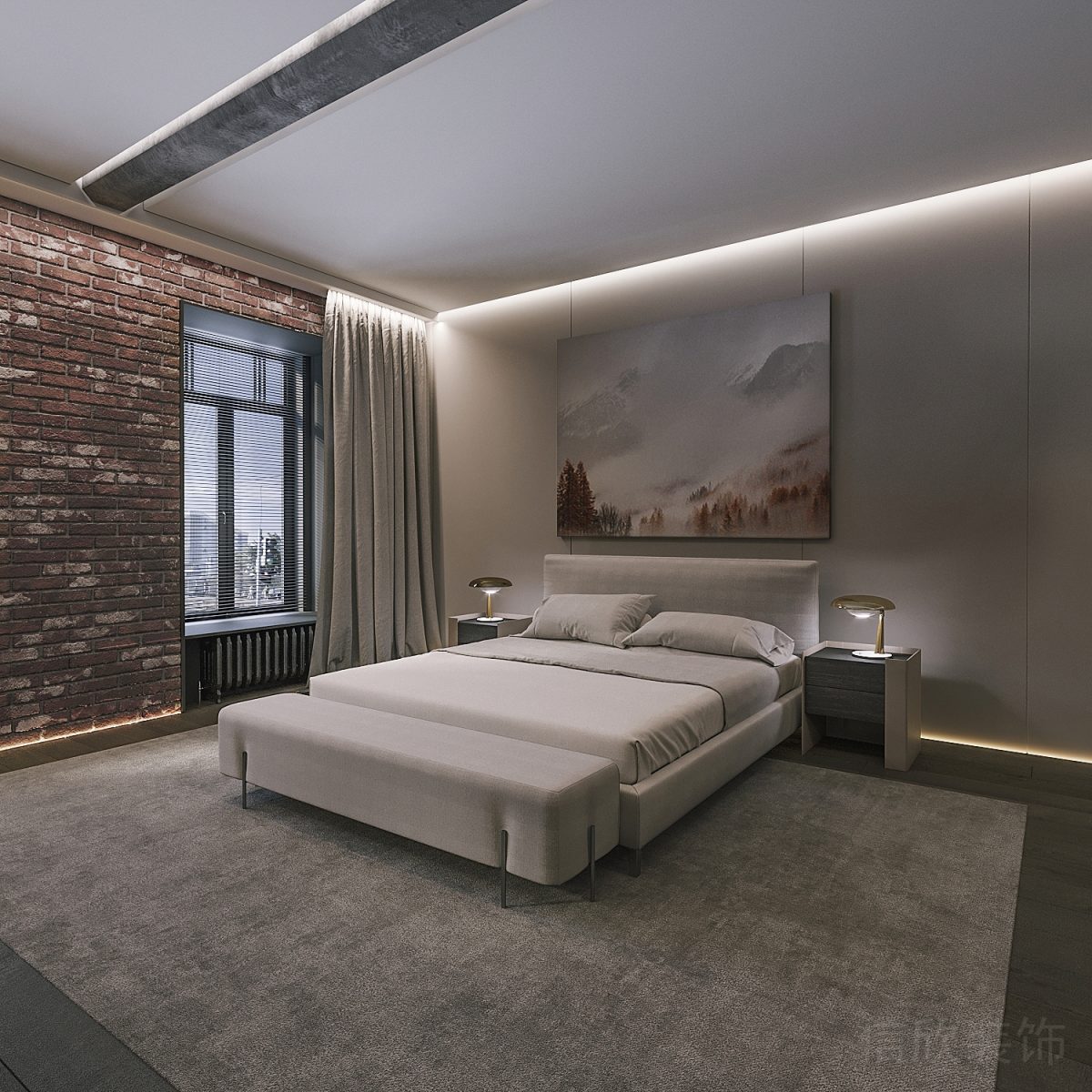 復(fù)古臥室設(shè)計工業(yè)風(fēng)辦公室裝修設(shè)計臥室設(shè)計簡約風(fēng)展廳效果圖