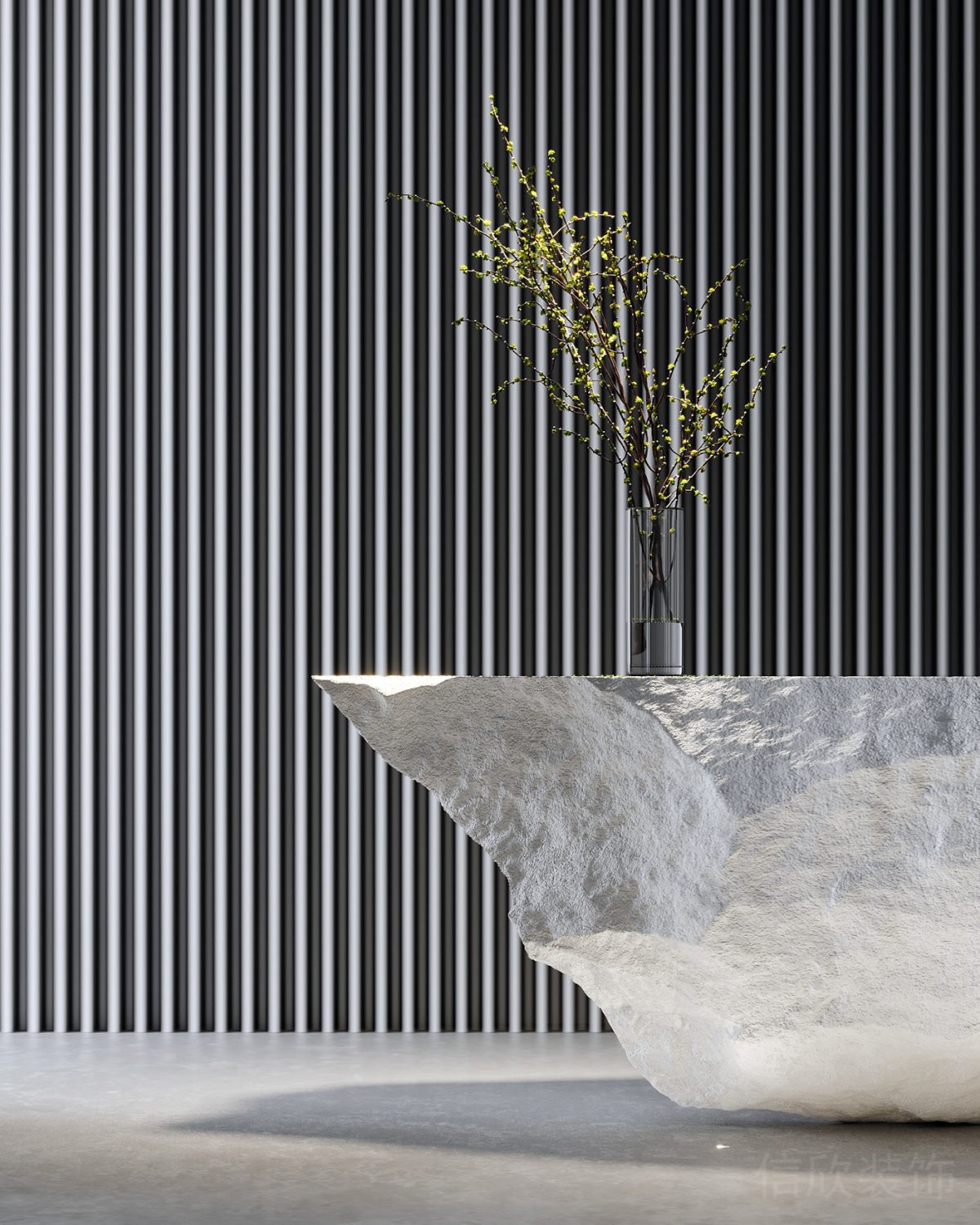 鏤空白色墻體隔斷設(shè)計(jì)效果裝修極簡(jiǎn)風(fēng)公寓大廳設(shè)計(jì)