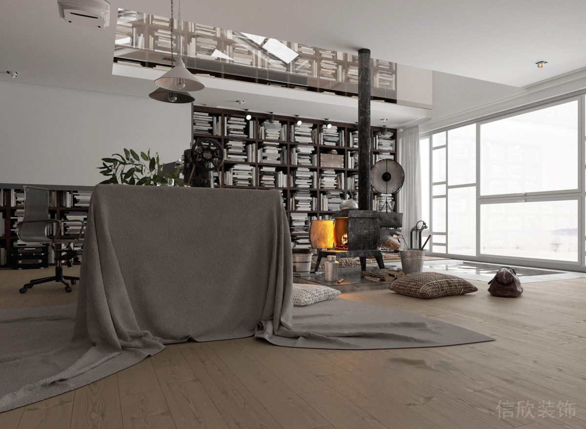 木飾面地板裝修設(shè)計(jì)辦公室工作區(qū)書房效果