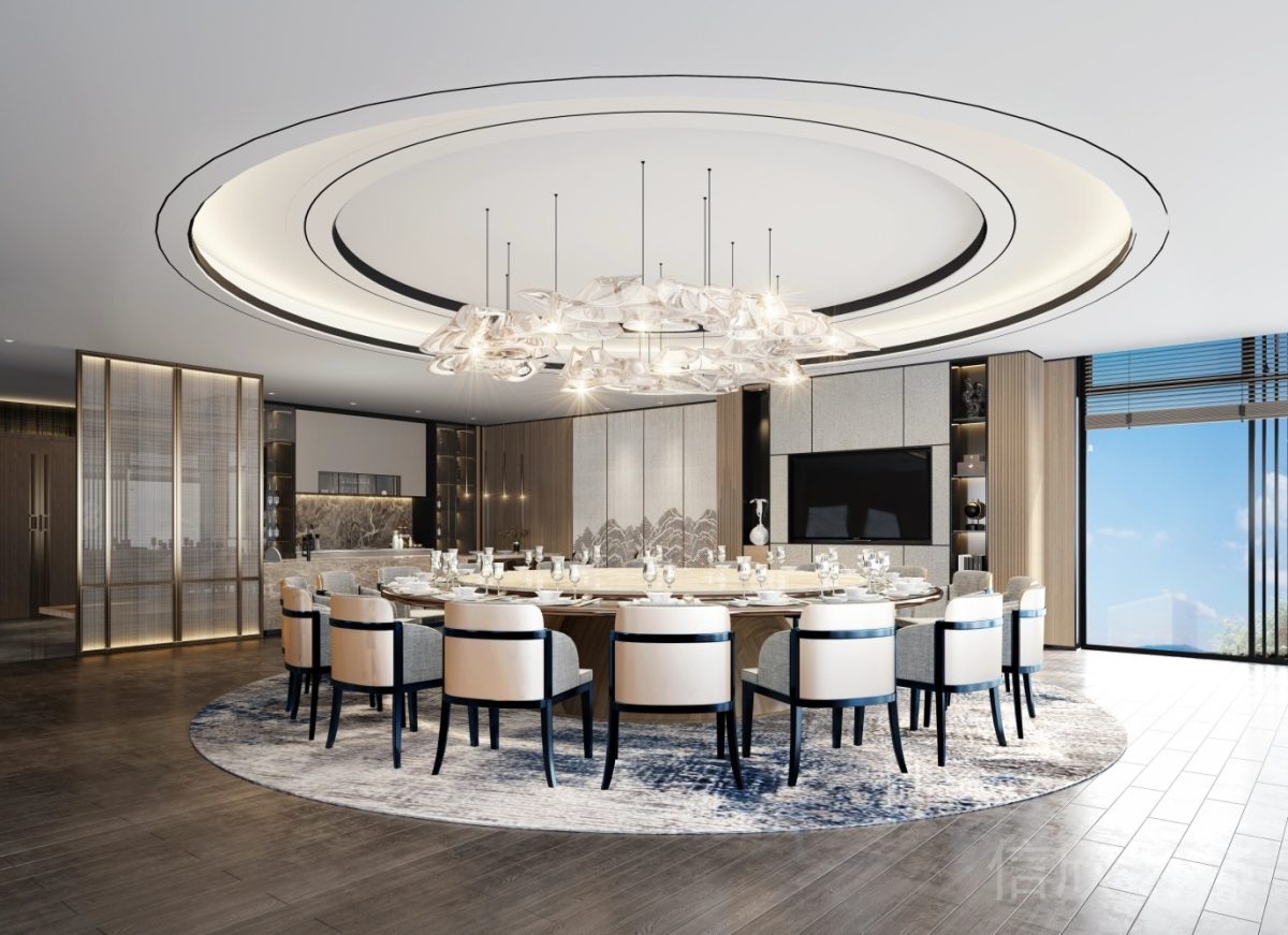 水晶裝修效果圓桌就餐區(qū)效果辦公室待客區(qū)樣板間裝修設(shè)計(jì)