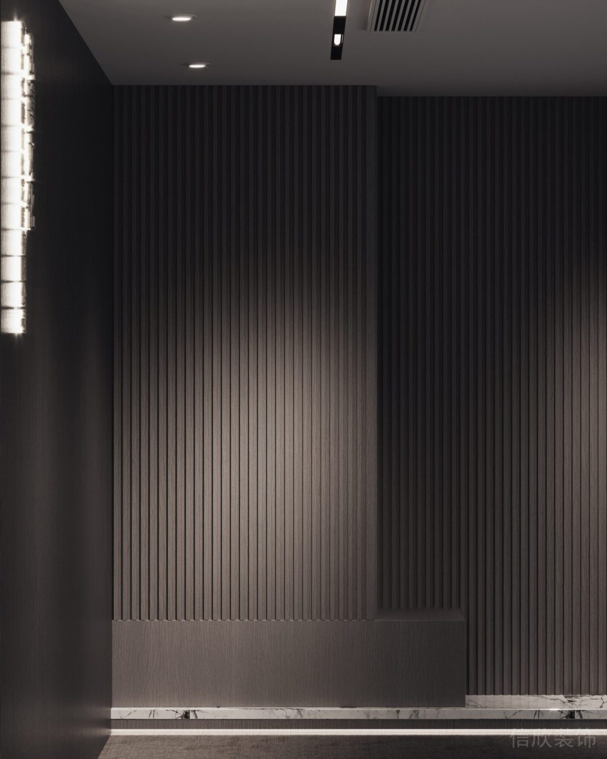 深色木飾面裝修過道辦公室設(shè)計(jì)極簡(jiǎn)風(fēng)效果