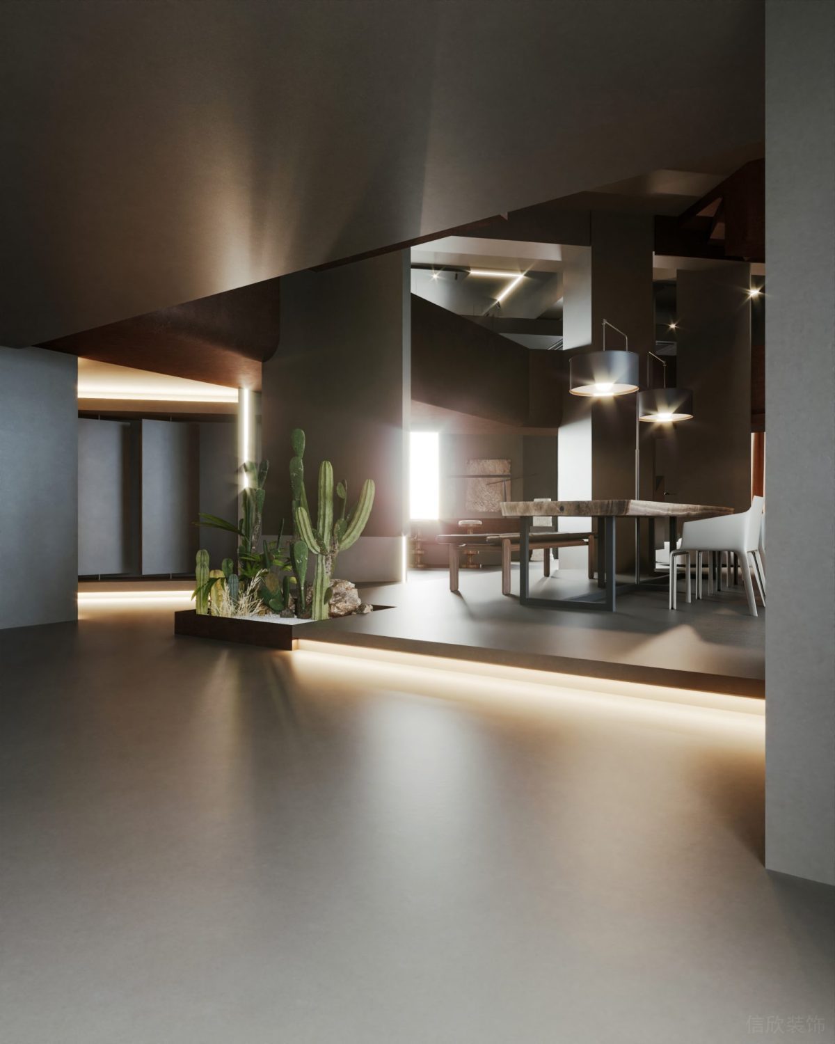 仙人溫度調(diào)節(jié)設(shè)計(jì)辦公室裝修金屬設(shè)計(jì)天花效果燈飾設(shè)計(jì)直線式燈帶辦公室