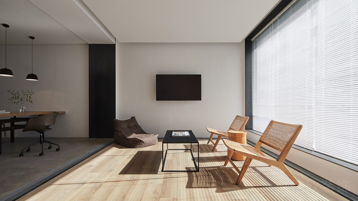 百葉窗設(shè)計(jì)裝修竹編木飾面地板辦公室裝修