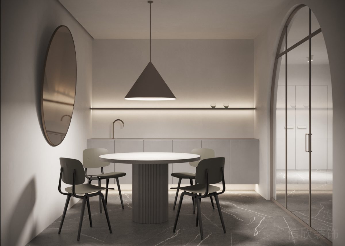 隔音玻璃拱形法式藝術(shù)窗戶設(shè)計(jì)深圳辦公室裝修茶水間休息區(qū)效果