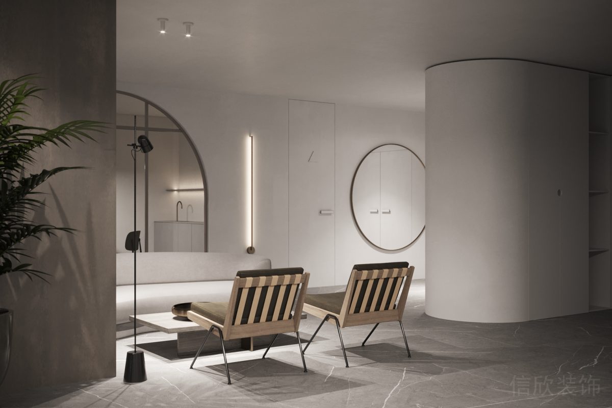 弧線白色設(shè)計(jì)竹編設(shè)計(jì)客戶洽談室待客區(qū)裝修現(xiàn)代工業(yè)風(fēng)設(shè)計(jì)圖工作室