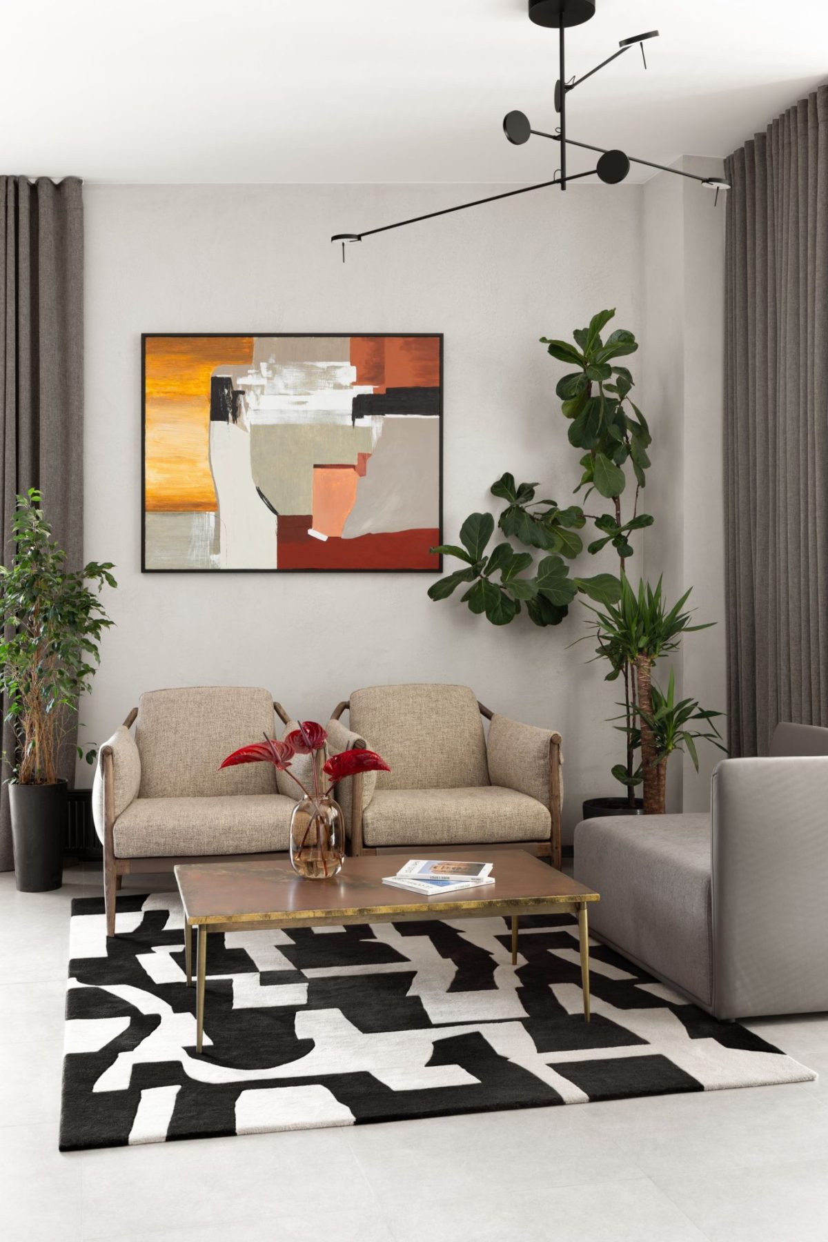 辦公室休閑洽談區黑白紋地毯