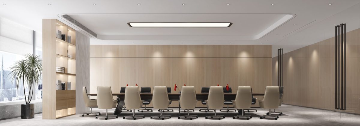 大會議室裝修木紋碳晶板墻面